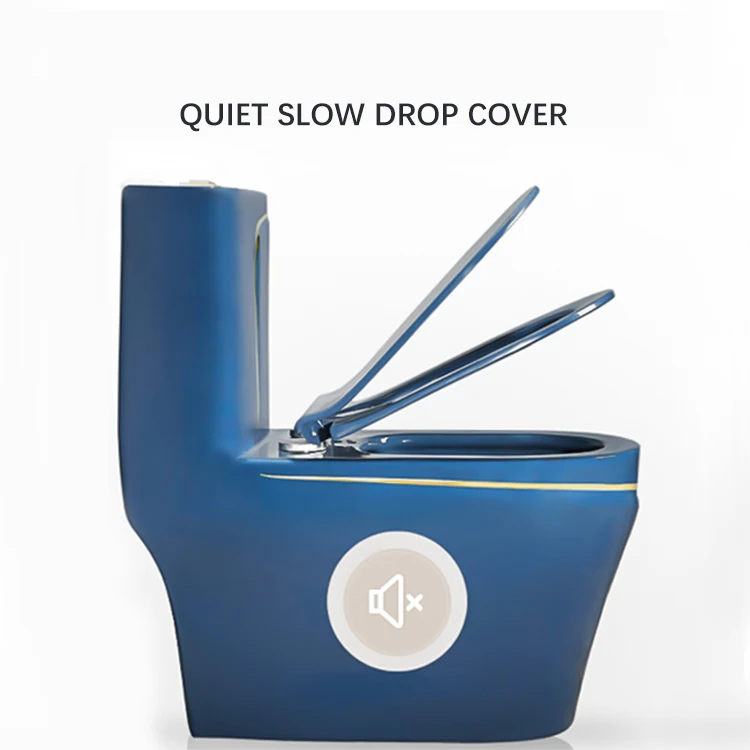 New Porcelain Bathroom Sanitary Ware Floor Mount Water Closet WC One Piece Blue Ceramic Bowl Toilet