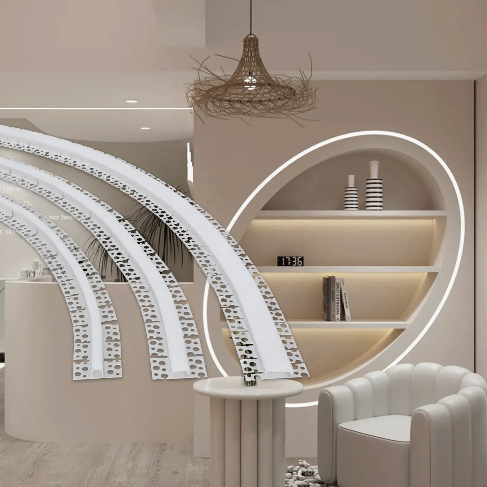 Led Aluminum Profile For Ceiling Flexible Led Drywall Keel Channel Recessed Plaster In Led Profile 3m