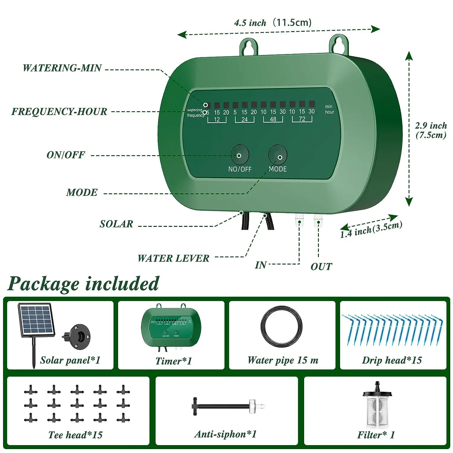 Solar Garden Hydroponics Equipment  Greenhouse Micro Dripper Controllers Kit  Drip  Pumps  Auto Drip Watering Irrigation System