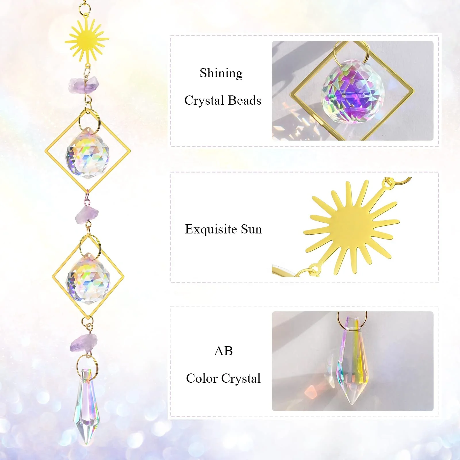 Custom diy suncatcher prism sun catcher hanging spiritual healing crystal suncatcher
