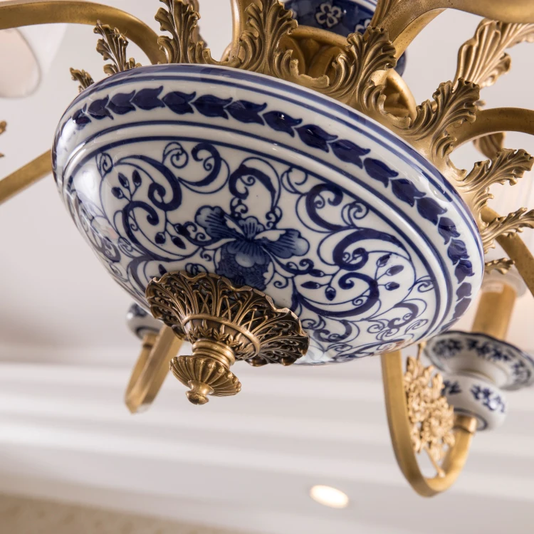 Large Bedroom Modern Blue And White Pendant Lights Living room hotel luxury ceramic chandelier