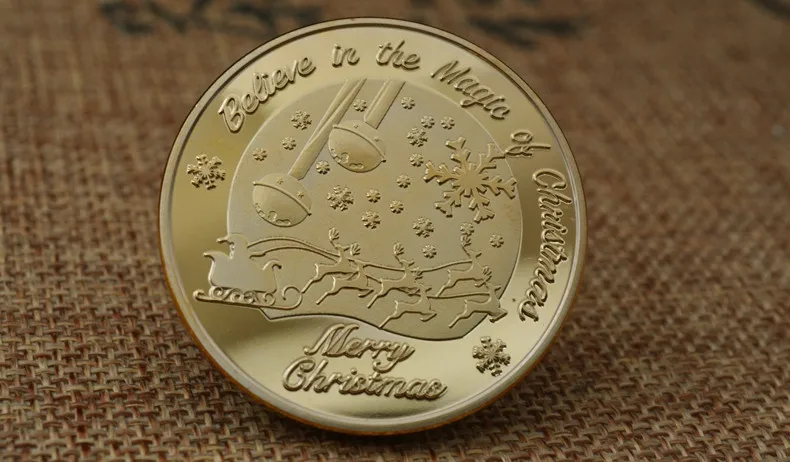 SANTA CLAUS Wishing Coins Merry Christmas Happy Holidays North Pole Gold Plated