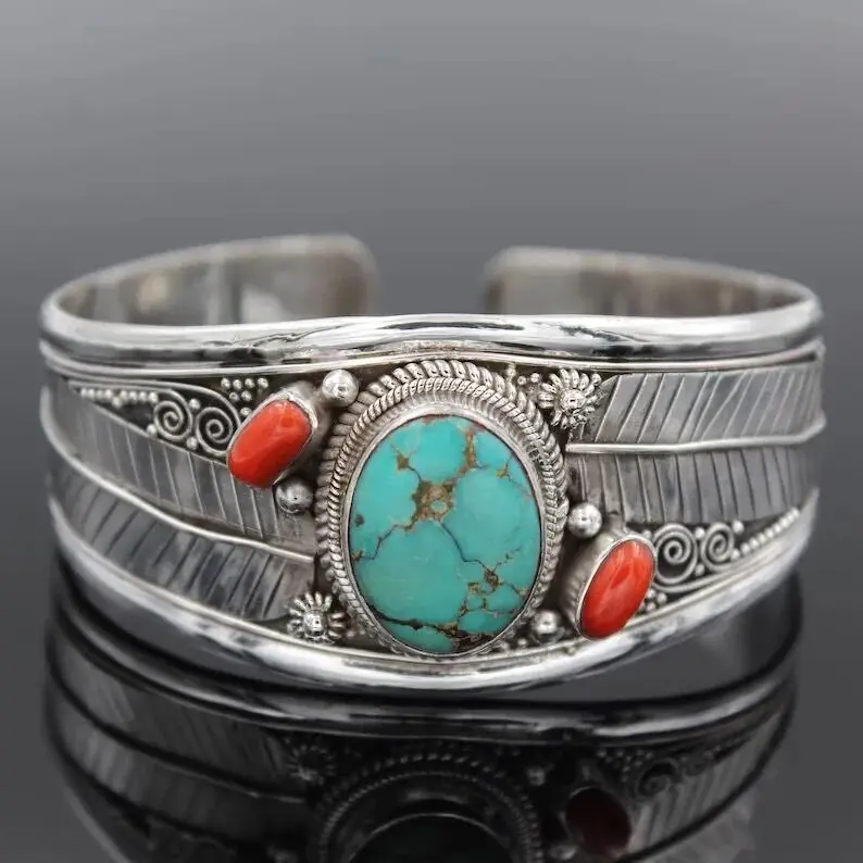 2023 Newest Western Bohemian Turquoise Navajo Feather Bracelet