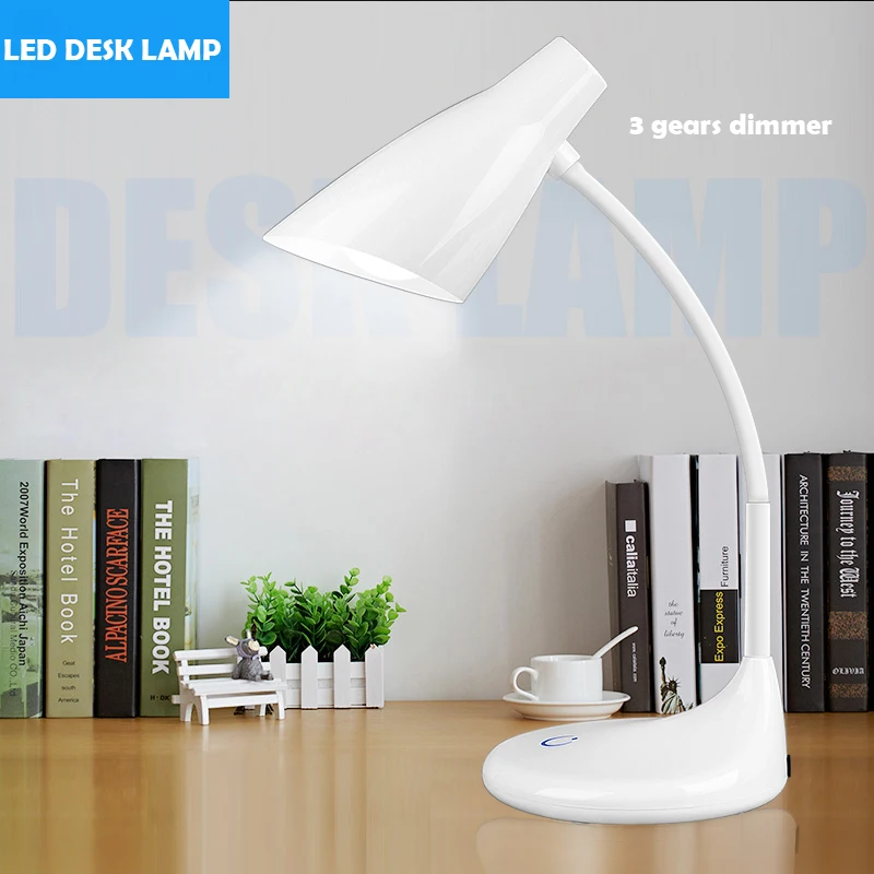 Simple design 5W rechargeable led table lamp set 3-gear touch dimmer gooseneck table lamp