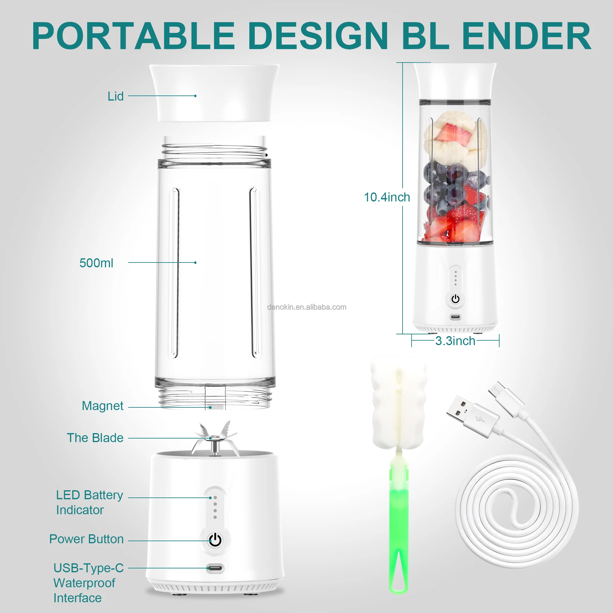 Safety Smart Protection Design Mini Portable Rechargeable Juicing Mixing Crush Ice Smoothie Travel Blender