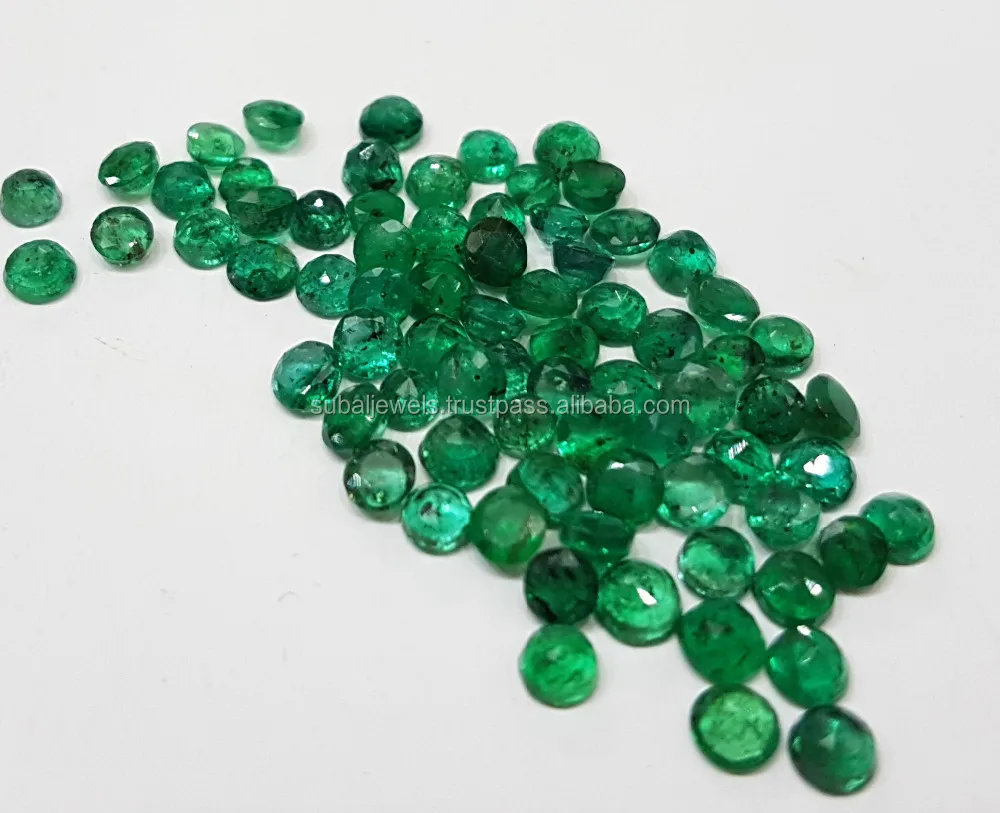 Round Emeralds Natural Gemstone 2.8-3.1mm Dark Green Brazil Origin Transparent