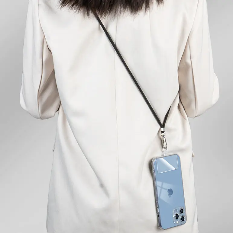 Оптовая продажа, черный шнурок для мобильного телефона