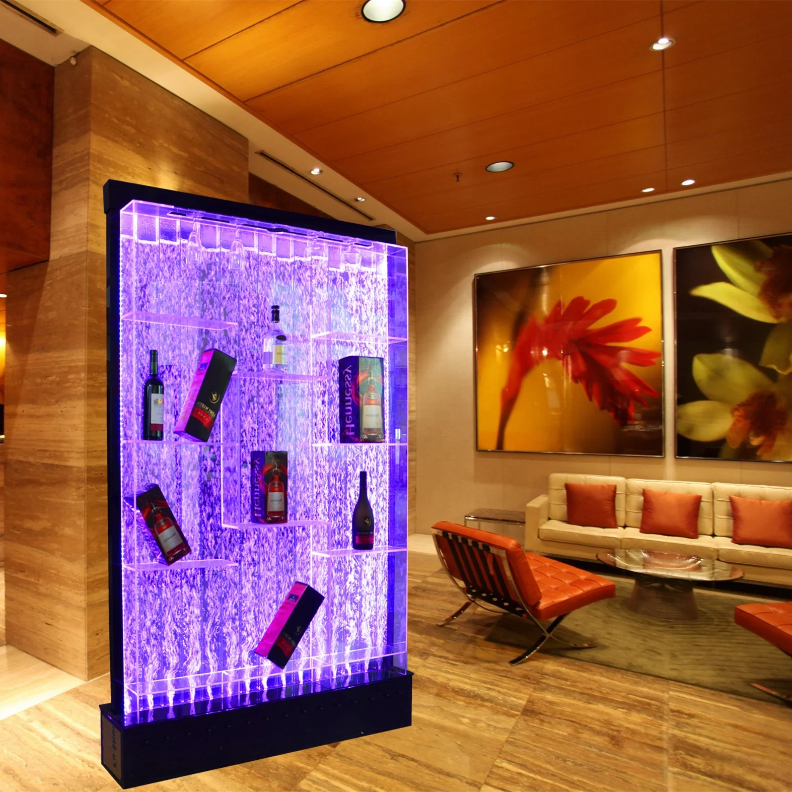 Барная мебель для ресторана светодиодный акриловый Прохладный водяной шкаф витрины