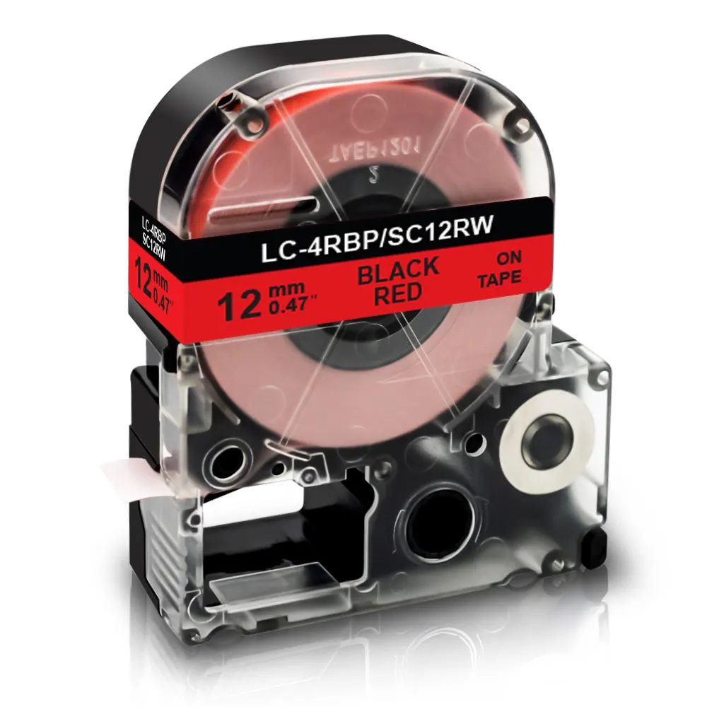 Unismar LK-4RBP /SC12RW  Heat Shrink Tube Label Tape Black on White Compatible for Epson & KJ Label Printer