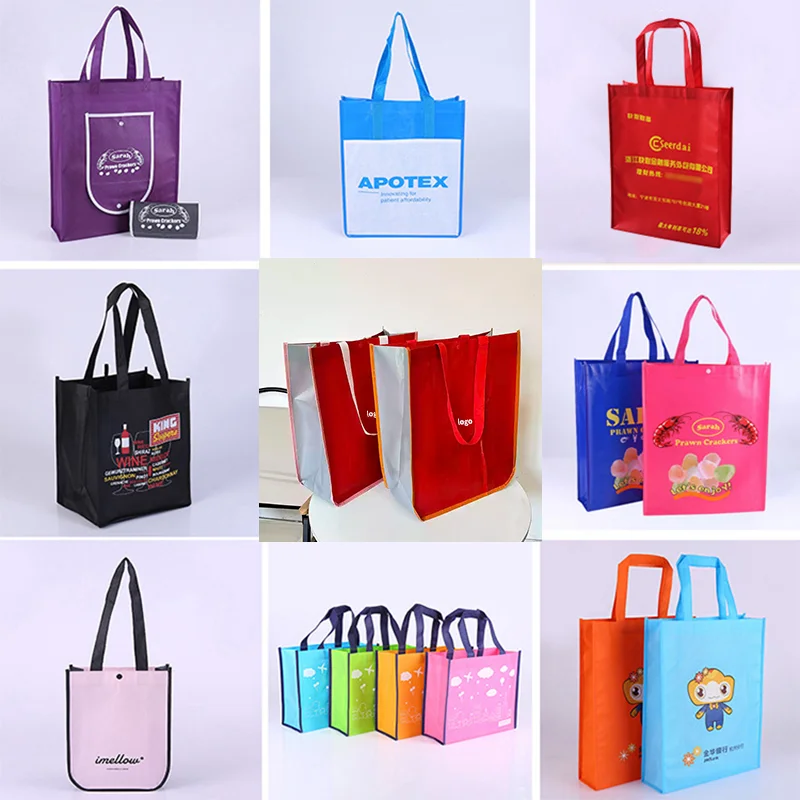 Lulu Lemon Tote Bag Recycled Laminated PP Non-Woven Shopping Bag with Custom Logo Screen Letter Printing for Promotion Packing