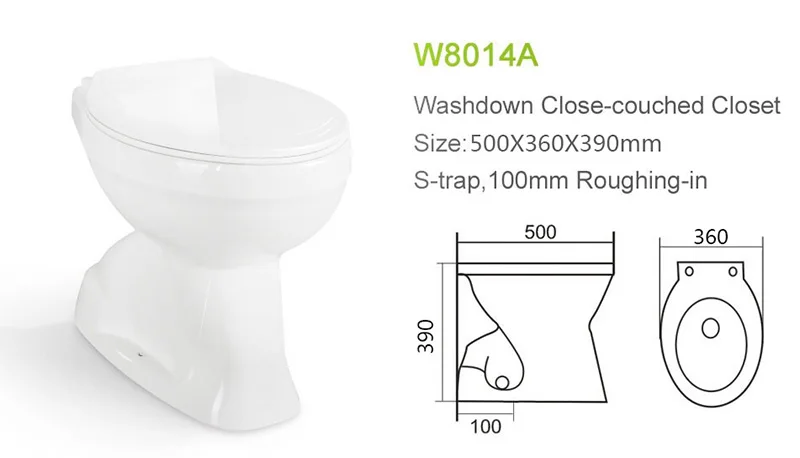 Bathroom washdown two piece toilet without water tank