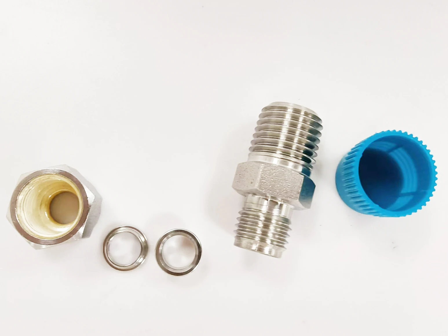 SS316 Male NPT to Male ISO Parallel Thread Pipe Fitting with Nut Hex Nipple Design