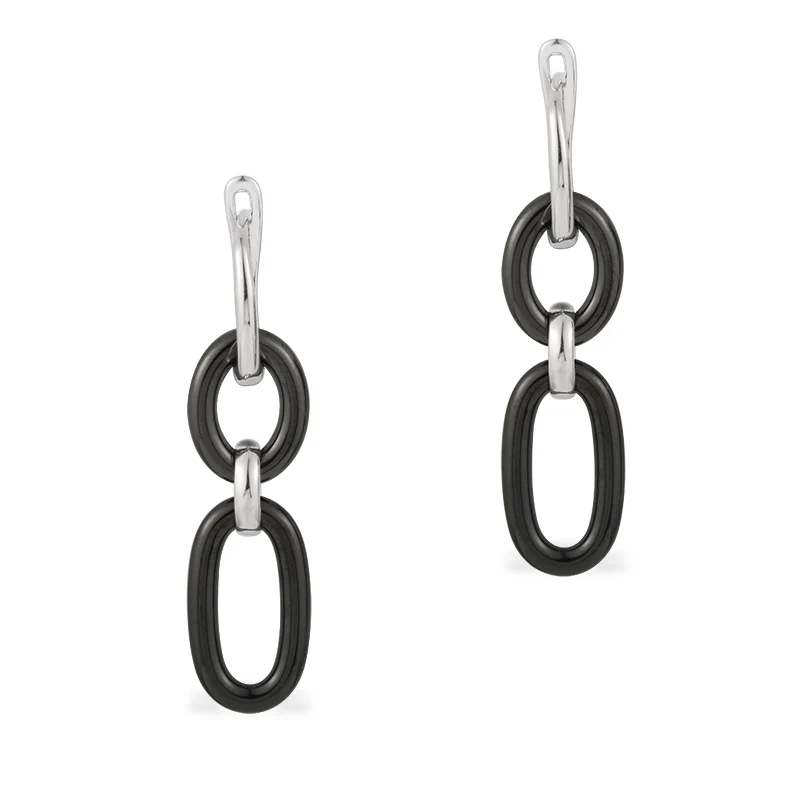 2021 New Arrival Women Casual/Sporty White Black Ceramic 925 Sterling Silver Drop Earring