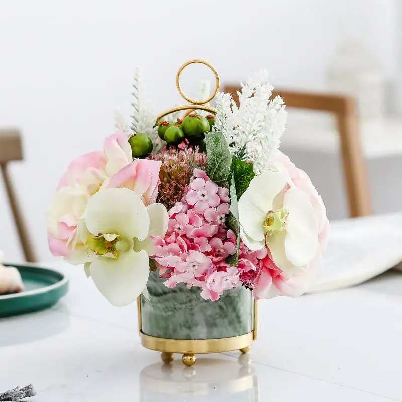 
Nordic creative iron storage pot artificial flower ceramic flower pot for home decoration 