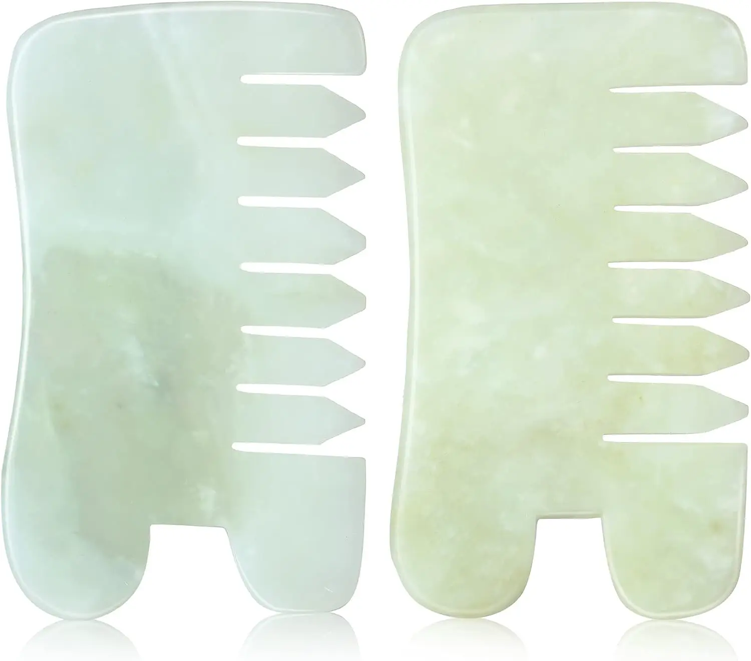 SFM Brand Natural Green Jade Gua Sha Hair Comb Xiuyan Jade Gua Sha Tools with Custom Logo Wide Tooth Comb Face Home Massaging