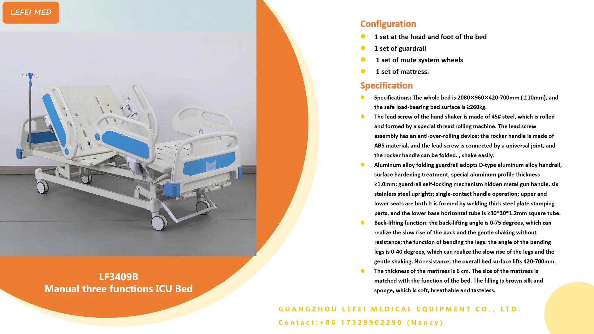Free Sample Custom Medical Furniture Metal Bed  One Function Electric Care Bed  Icu Nursing Hospital Bed For Patients