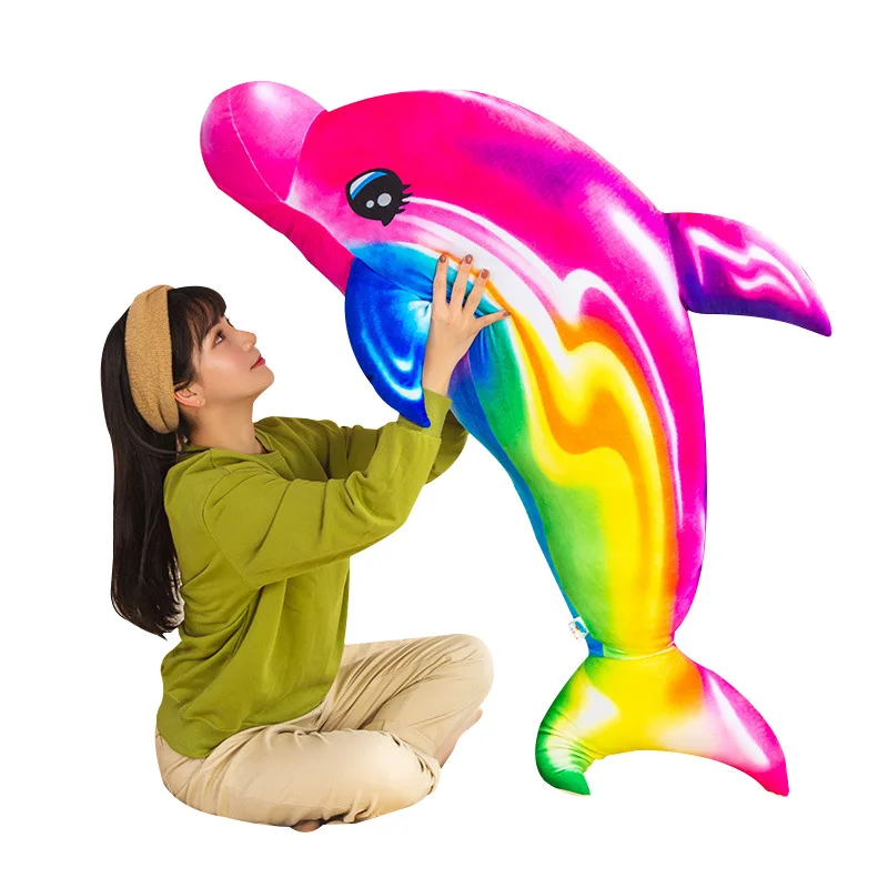 New Design Rainbow Stuffed Sea Animal dolphin plush toy
