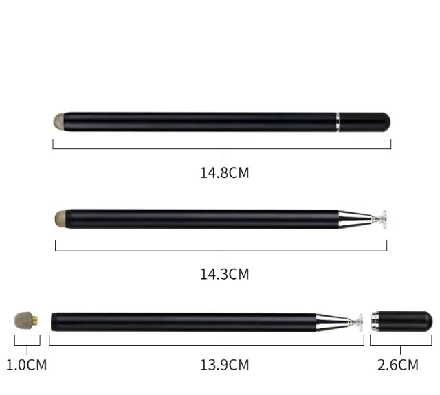 2 in 1 fiber tip disc tip touch screen stylus pen touch pen with magnetic cap for iphone ipad laptop