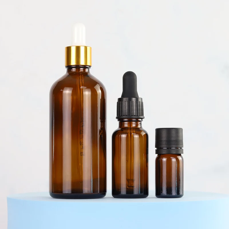 Idealpak Wholesale Custom Amber Brown Dropper Bottles 100 ml Frosted Glass Cosmetic Bottle