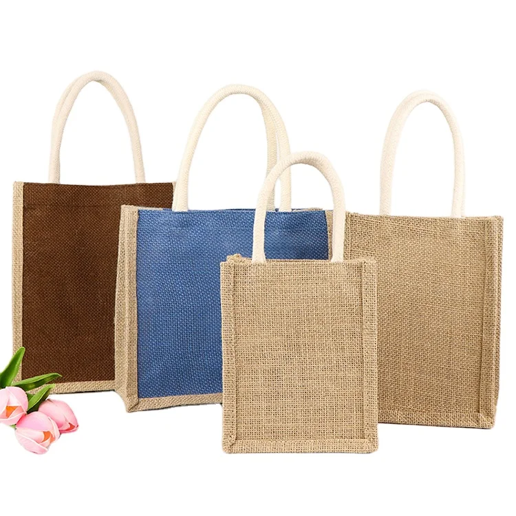 Cheap price custom reusable jute shopping bag beach hand tote jute bag eco friendly
