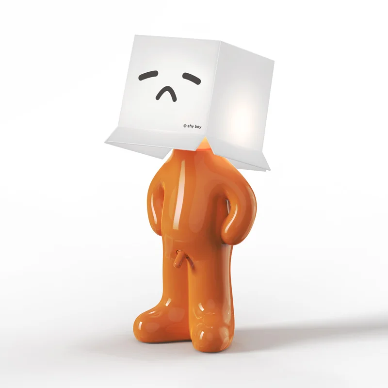 New product idea 2025 Creative Modern Night Lamp Square Head Standing Naughty Little Boy Table Lamp Home Decoration Novelty Gift