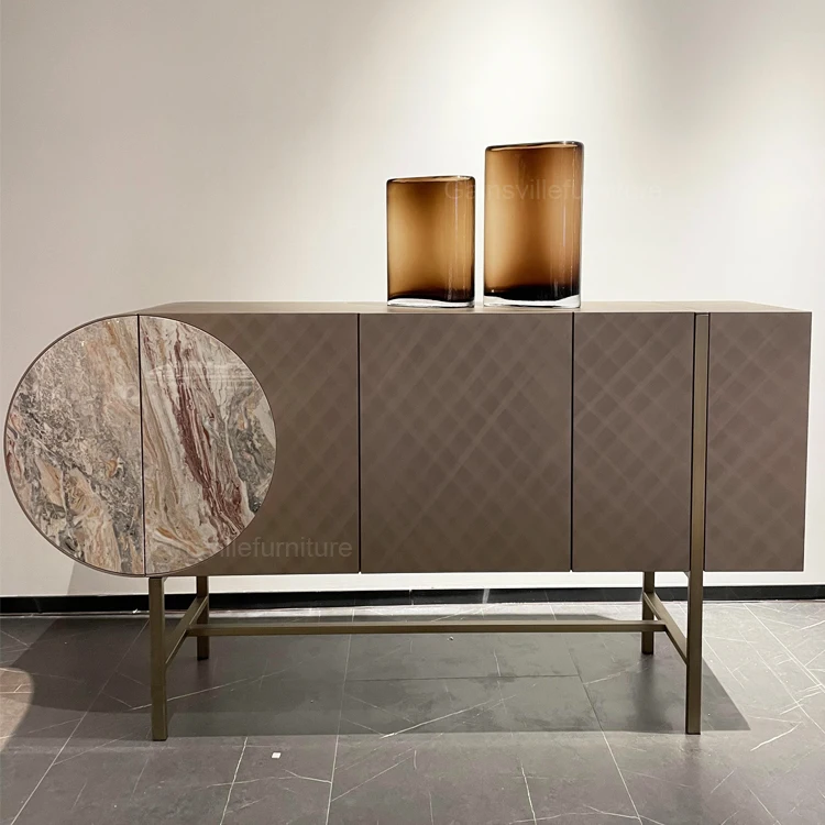 Modern Designs KitchenHigh Density Plate Piano Baking Paint Sideboard Cabinet with Stainless Steel Legs
