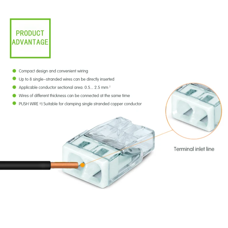 WAGO Germany 2273-202 Compact conductor connector Wire butt branching connector Two-port terminal