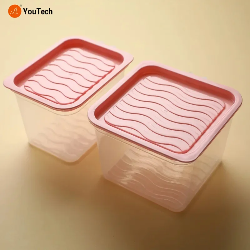 Plastic Refrigerator Organizer Food Storage Container With Lid Handle Fresh-Keeping Box Fridge Reusable For Kitchen Tool