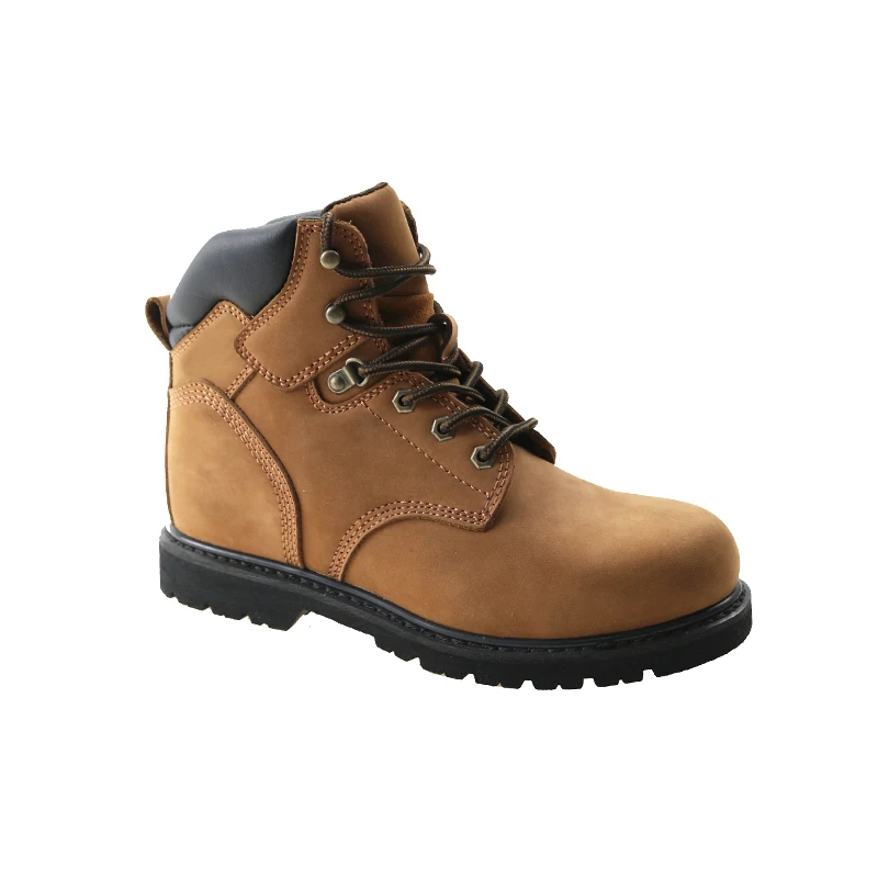 Goodyear Welt Nubuck Cow Leather Protection High Quality Safety Shoes Anti Smash Anti Puncture Rubber Sole Anti Slip Anti Oil