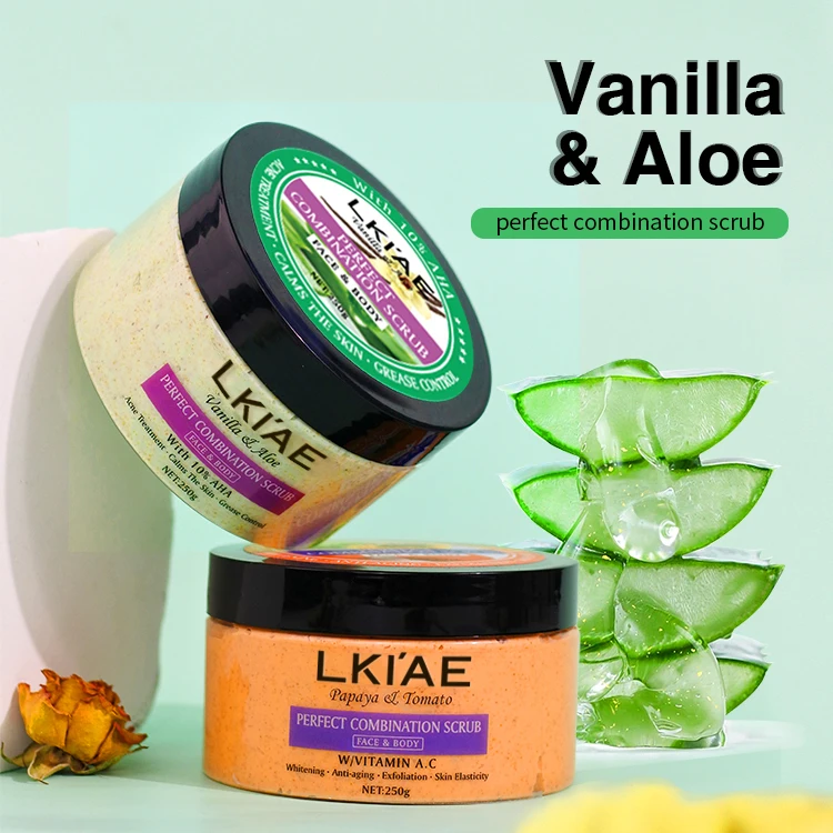 Wholesale Control Oil Smooth Skin Long-lasting Fragrance Organic Face&Body Scrub With Seaweed Sugar Tropical Plants Ingredient