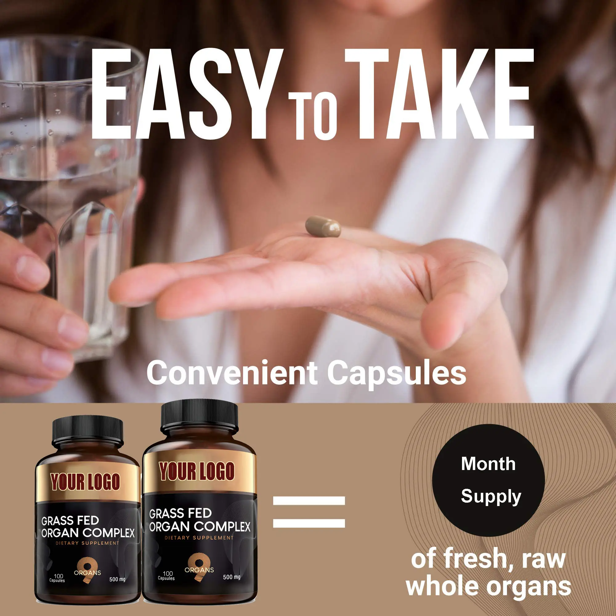 OEM Private Label Nutrient-rich Grass Fed Beef Organ Complex capsules New Zealand Grassfed Beef Organs Supplement