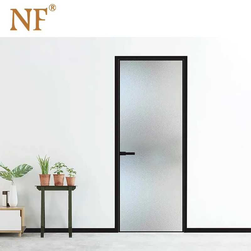 
Commercial aluminum frame double tempered glass interior bath room door 