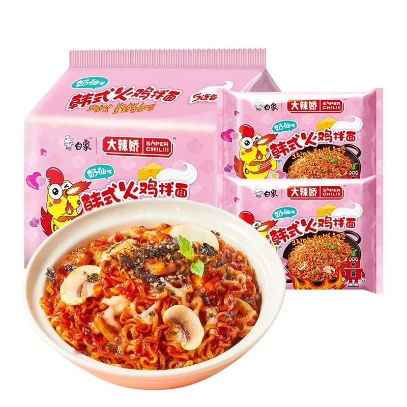 Wholesale Chinese Baixiang 116g Korean Style Cream Flavor Hot Spicy Chicken Turkey Noodles Ramen