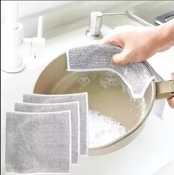 Wet Dry Scrubs Cleans Dishes Sinks Count Wire Dishwashing Rag Wire Dishcloth Multipurpose Wire Dishwashing Rags