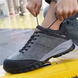 GOTAN Lightweight Steel Toe Industrial Safety Shoes Men Low-top Anti-slip Work Shoes Pig Leather