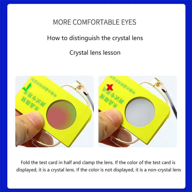 High quality men and women Anti-blue light lens crystal presbyopia glasses frameless square reading glasses