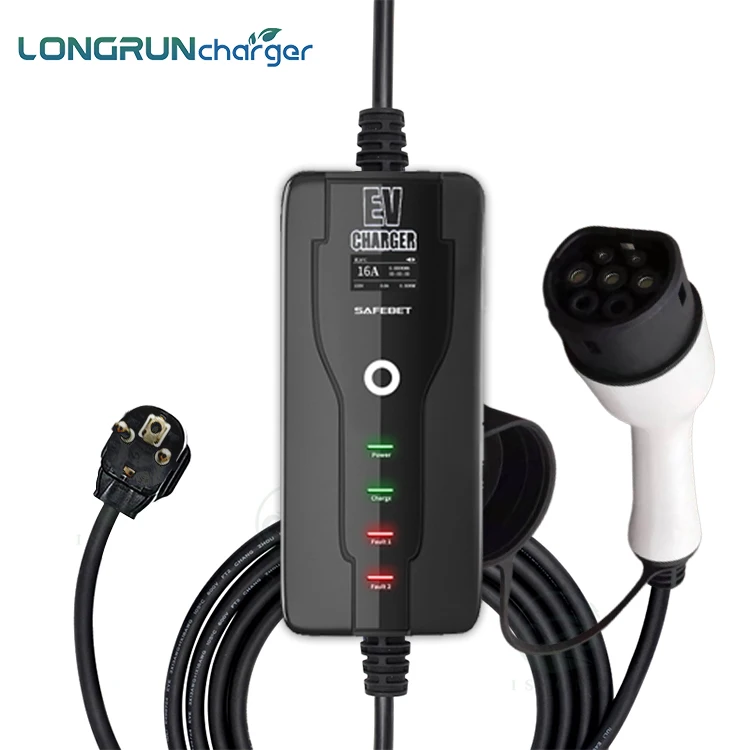 Зарядное устройство для электромобилей Longrun AC 16 А кВт IEC62196 IP55 type 2 1Pashe, портативное бытовое зарядное устройство для электромобилей