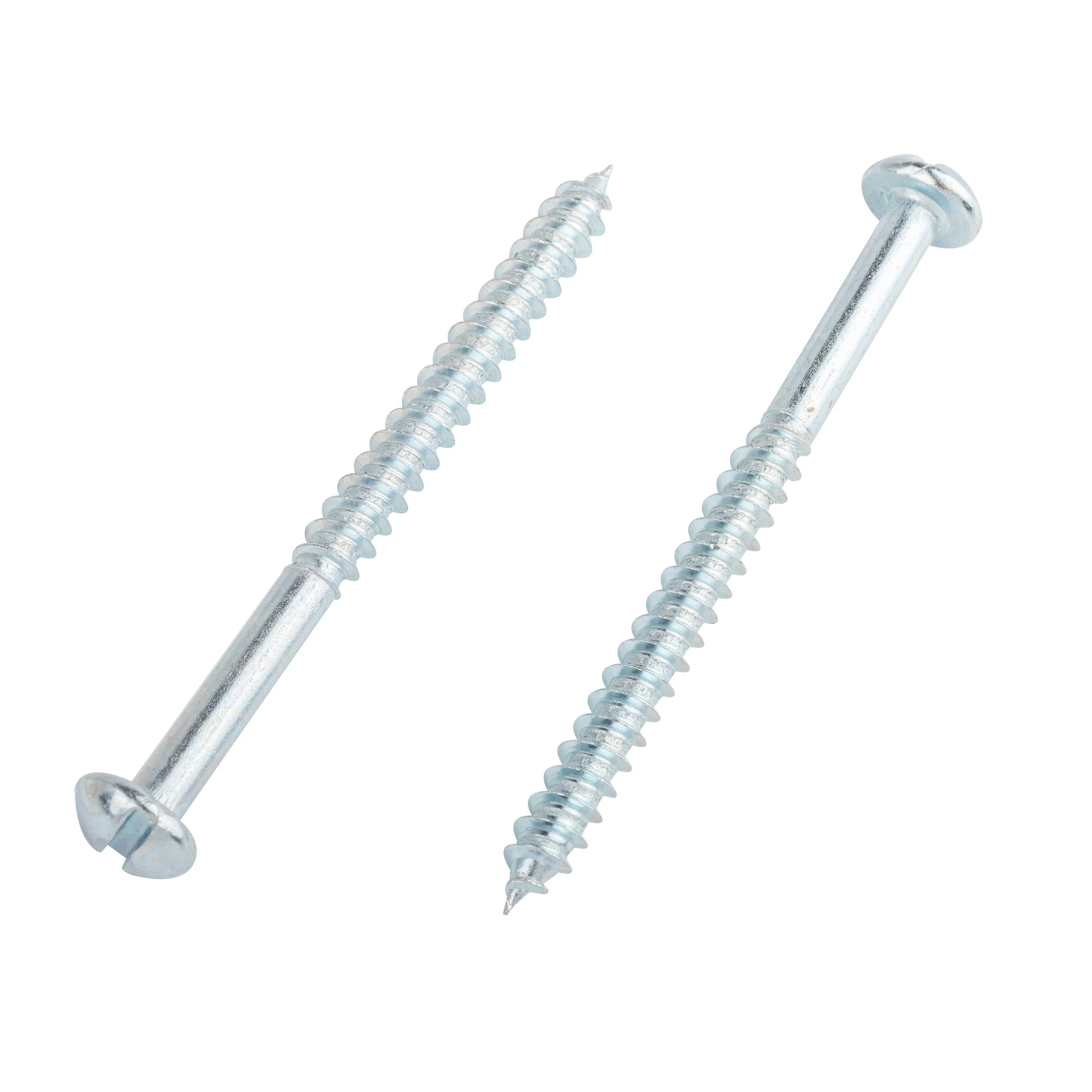 Round head slotted drive half thread zinc plated wood screws for wood structure using