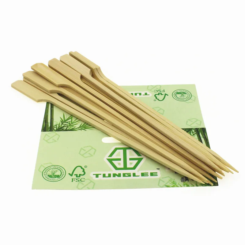 Одноразовые натуральные инструменты для кебаба, плоский бамбуковый шпаг в форме пистолета с веслом