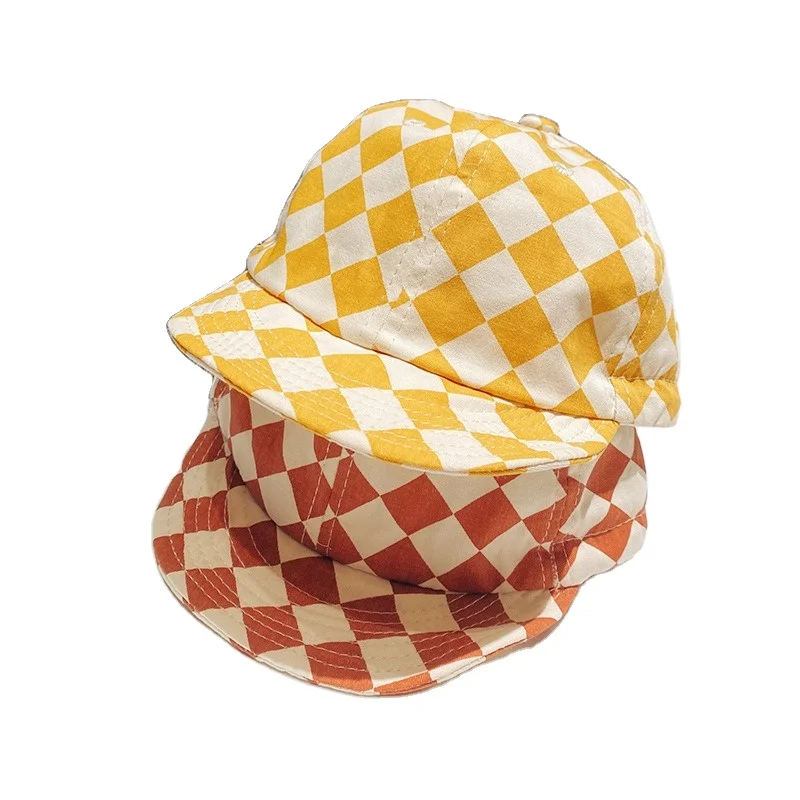 baby kids New spring and summer colourful Checkerboard patchwork baseball cap for baby
