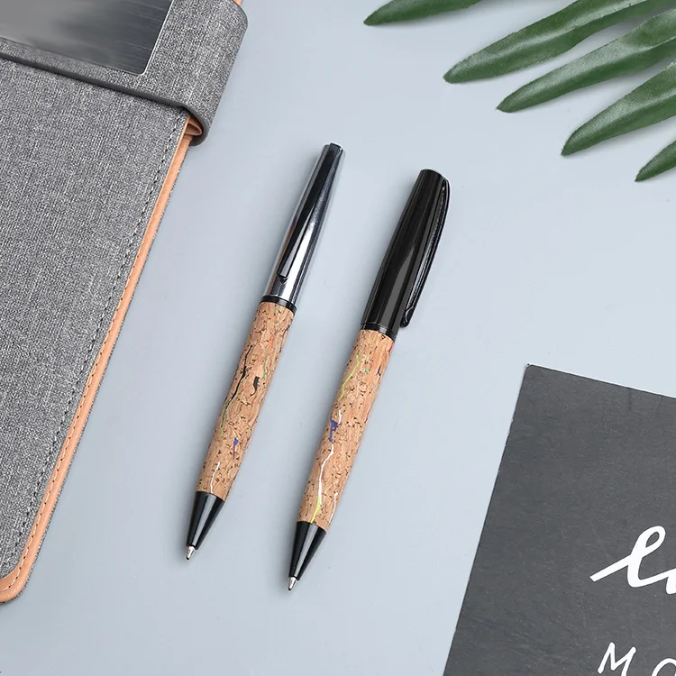 Creative Business Advertising Office Gift Pen Wood Grain Heavy Metal Rotating Ball Pen with Custom Logo