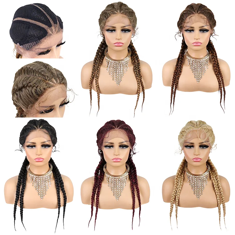 Hot Synthetic Wig Braided Lace Front Wigs with Baby Hair Perruque
