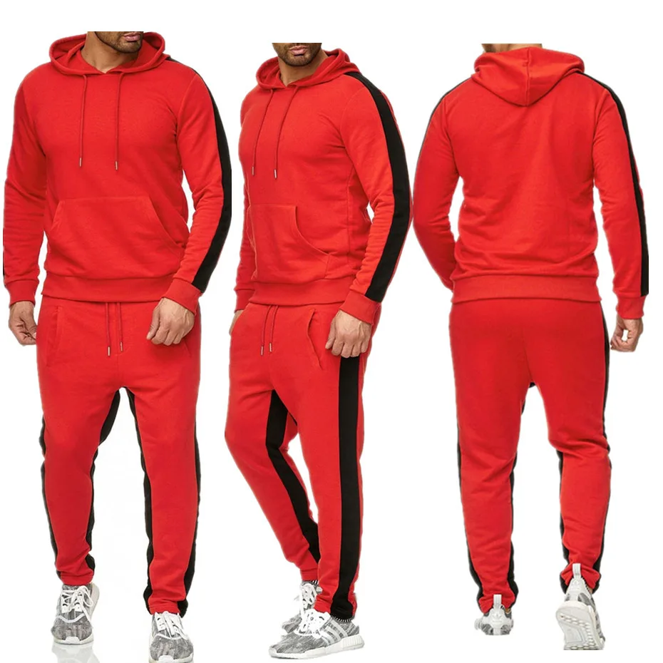 High Quality Pullover Blank Tracksuits Set With Pocket Men Jogging Suits