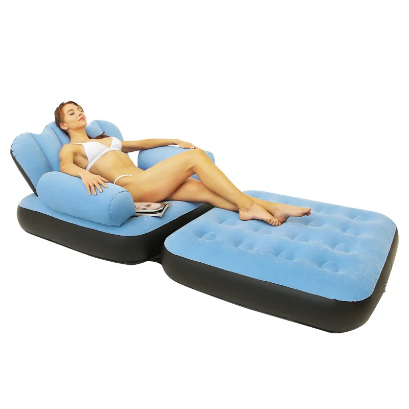 Inflatable Sofa Bed Thickened Flocking PVC Lazy Afternoon Sleeping Mattress