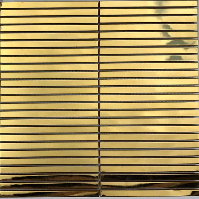 Interior Wall Panel PVD Color Hairline Mirror Mosaic Tile Rose Gold Stainless Steel Sale Cross Decor Sea Training Item Style