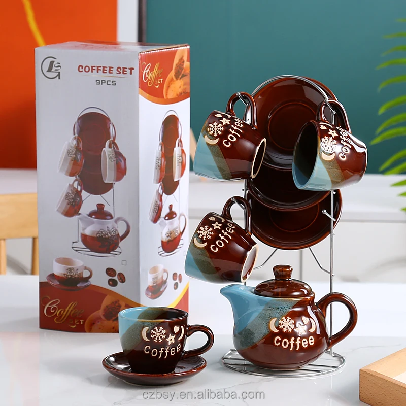 contemporary Ceramic tea set Saudi Arabia Market coffee cup handmade  Ceramic teapot cup saucer