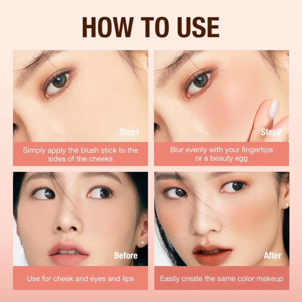 O.Two.O 3-In-1 Eye Cheek Lip Tint Buildable Waterproof Light Cream Multi Stick Makeup Blusher  Lipstick Blush Stick