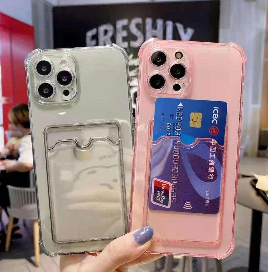2022 High quality full edge card  phone case inserted card phone cover shockproof case for iphone14/13/12