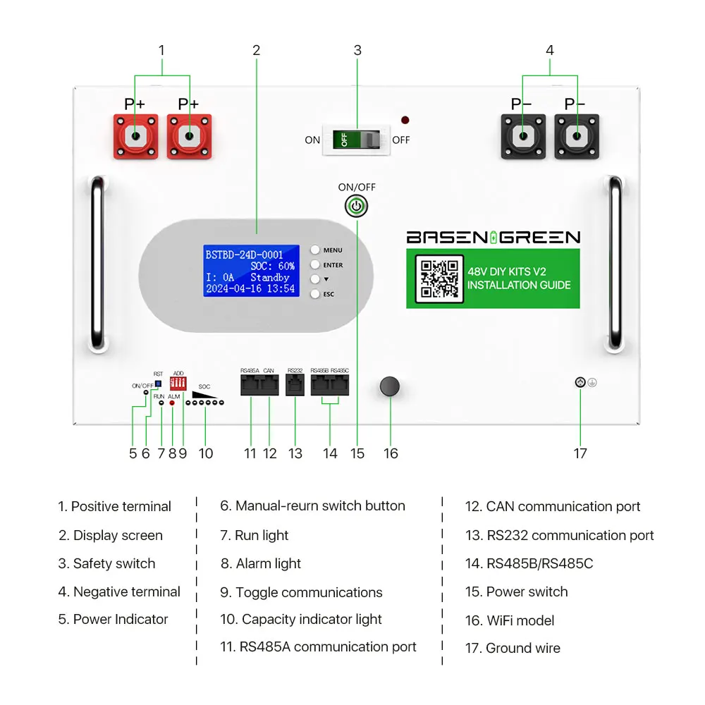 EU Stock 48V 16S 280Ah 300Ah Easy Installation Metal case 200A BMS Built In Lithium Battery Box Solar Storage Battery Pack