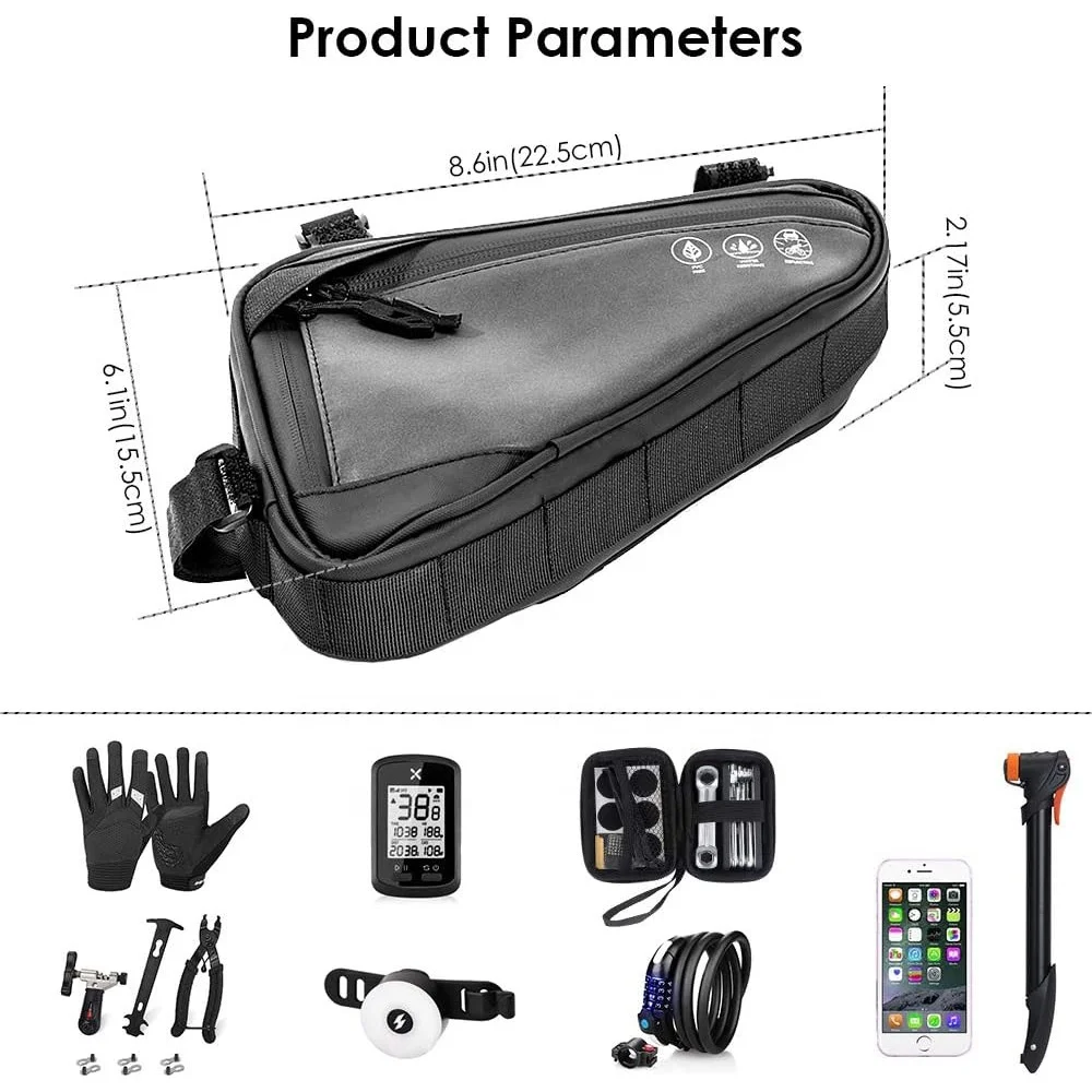 Wholesale Custom Bicycle Accessories Cycling Bike Triangle Front Frame Bag bike box hard travel case bicycle